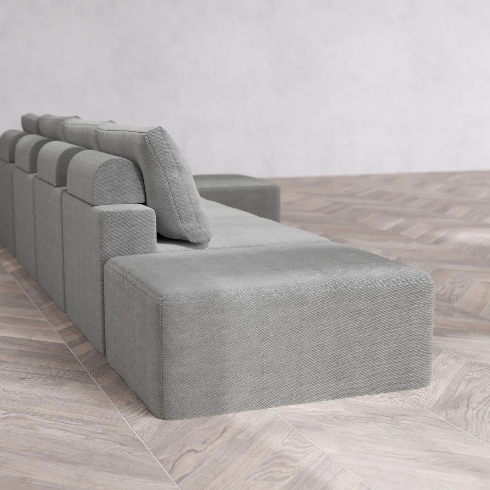 Slipcover Only - Modular Washable 4-Seater Open End Sectional Cloud + Bolster Sofa in Slate | Right-Facing Arm - Image 6