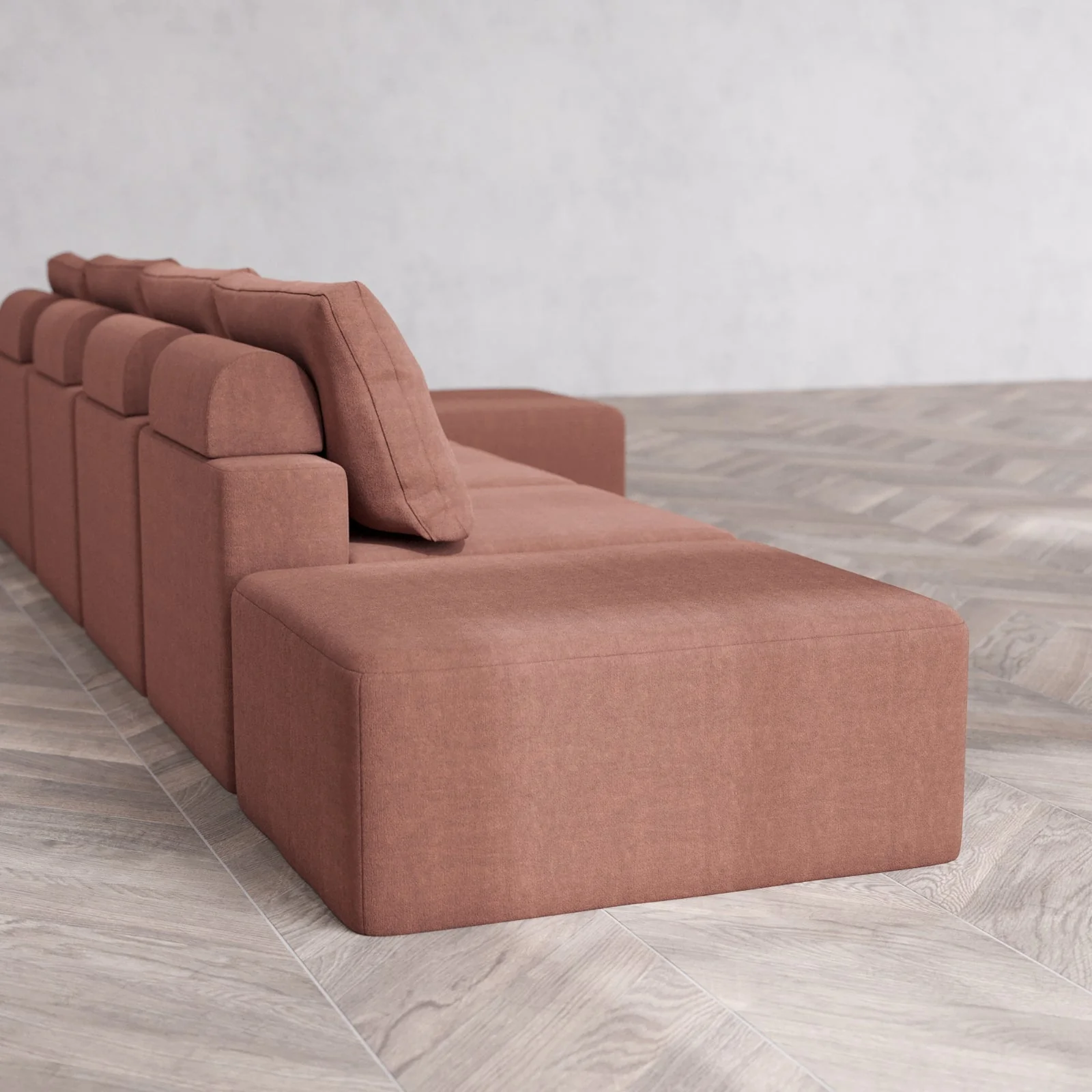 Slipcover Only - Modular Washable 4-Seater Open End Sectional Cloud + Bolster Sofa in Sumac | Right-Facing Arm - Image 6