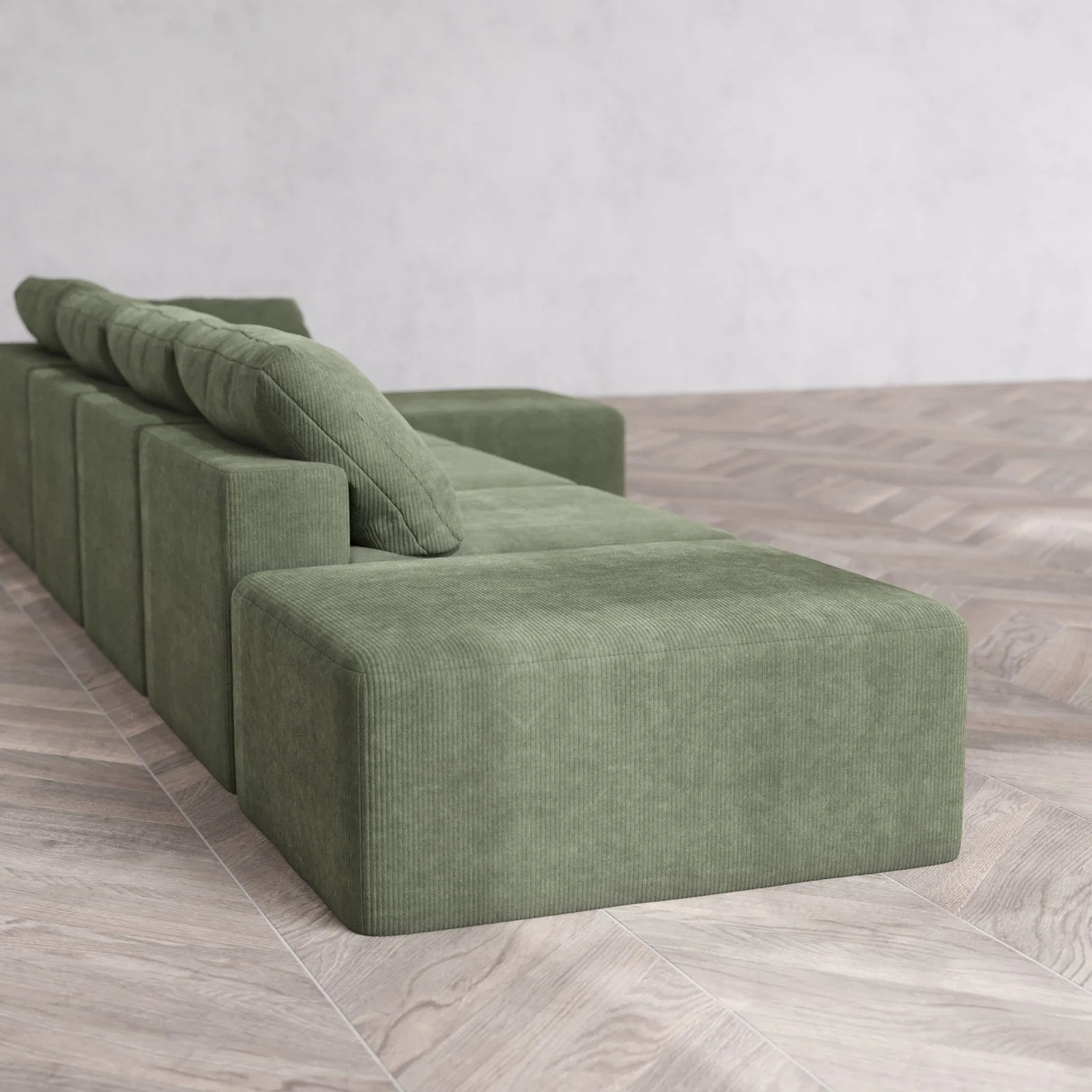 Slipcover Only - Modular Washable 4-Seater Open End Sectional Cloud Sofa in Juniper | Right-Facing Arm - Image 6