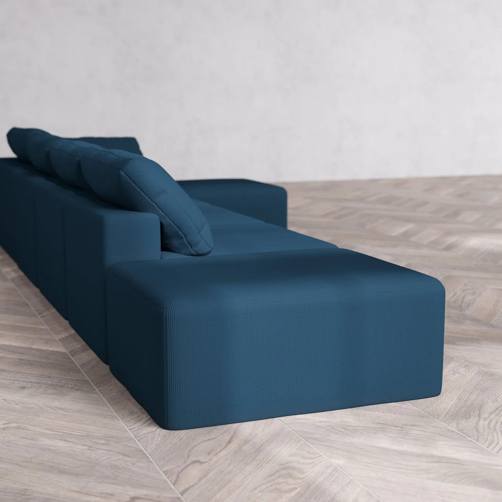 Slipcover Only - Modular Washable 4-Seater Open End Sectional Cloud Sofa in Lazuli | Right-Facing Arm - Image 6