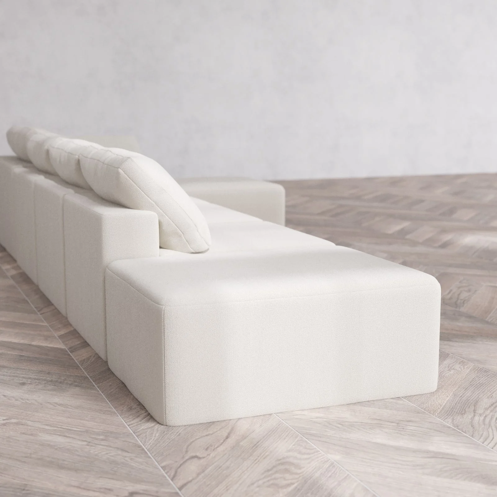 Slipcover Only - Modular Washable 4-Seater Open End Sectional Cloud Sofa in Pearl | Right-Facing Arm - Image 6