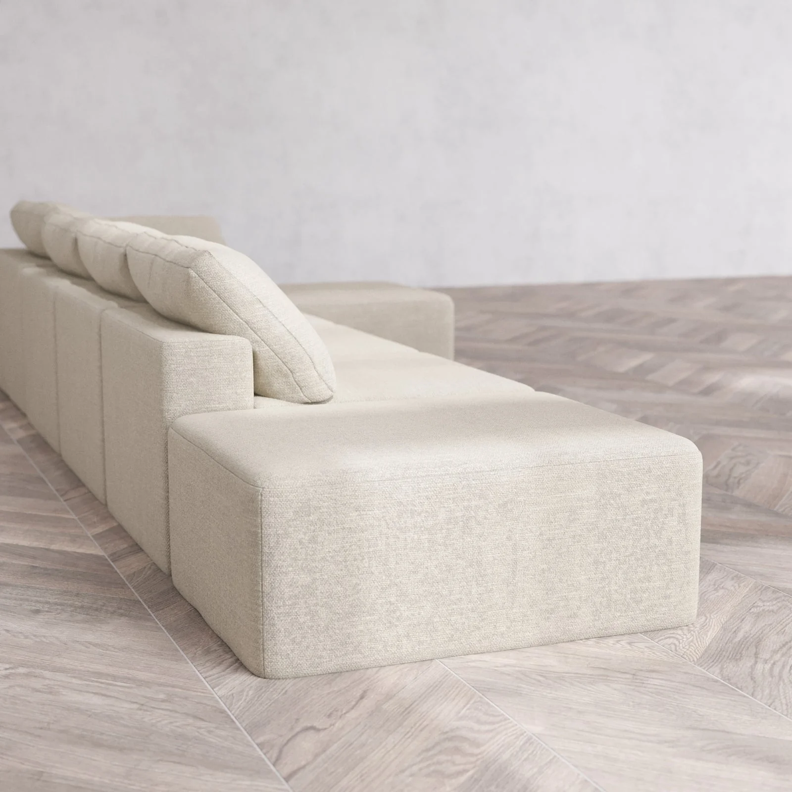 Slipcover Only - Modular Washable 4-Seater Open End Sectional Cloud Sofa in Sandstone | Right-Facing Arm - Image 6