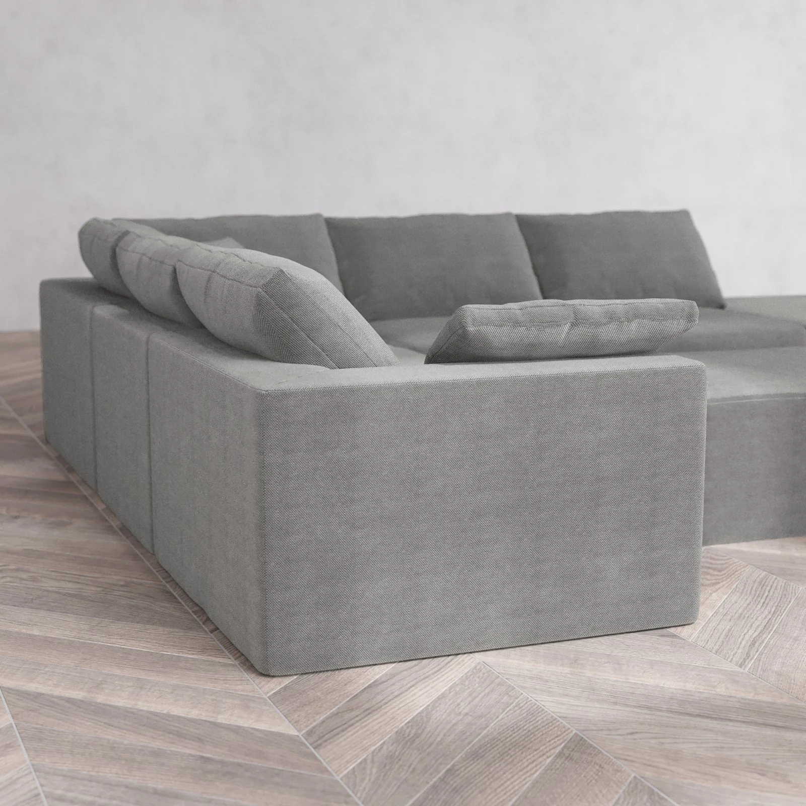 Slipcover Only - Modular Washable 6-Seater Open End Corner Sectional + Chaise Ottoman Cloud Sofa in Slate | Right-Facing Arm - Image 6