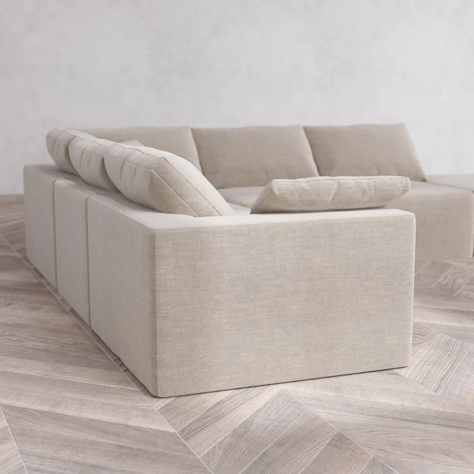 Slipcover Only - Modular Washable 6-Seater Open End Corner Sectional Cloud Sofa in Caraway | Right-Facing Arm - Image 6