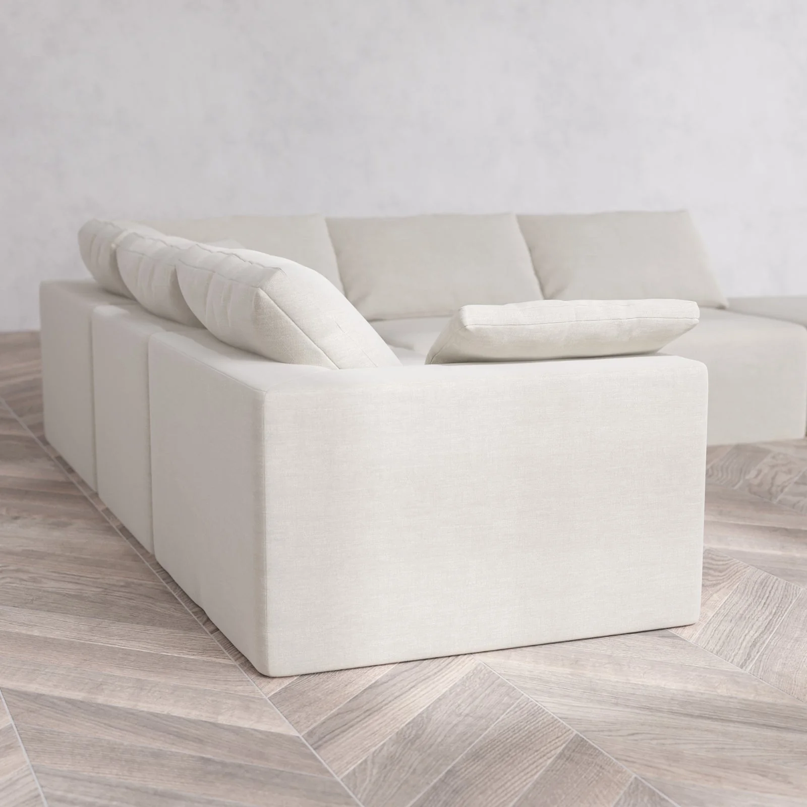 Slipcover Only - Modular Washable 6-Seater Open End Corner Sectional Cloud Sofa in Cashew | Right-Facing Arm - Image 6