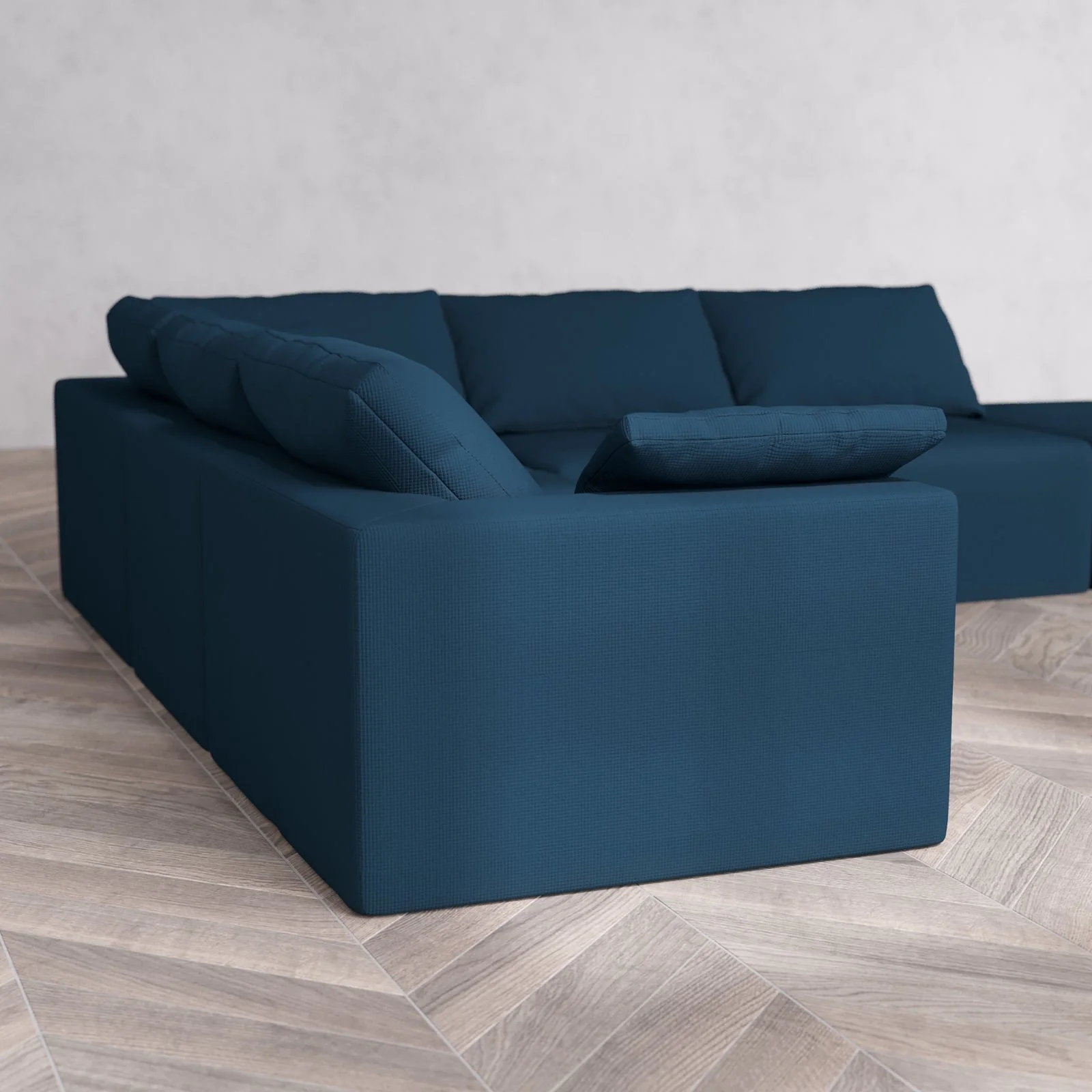 Slipcover Only - Modular Washable 6-Seater Open End Corner Sectional Cloud Sofa in Lazuli | Right-Facing Arm - Image 6