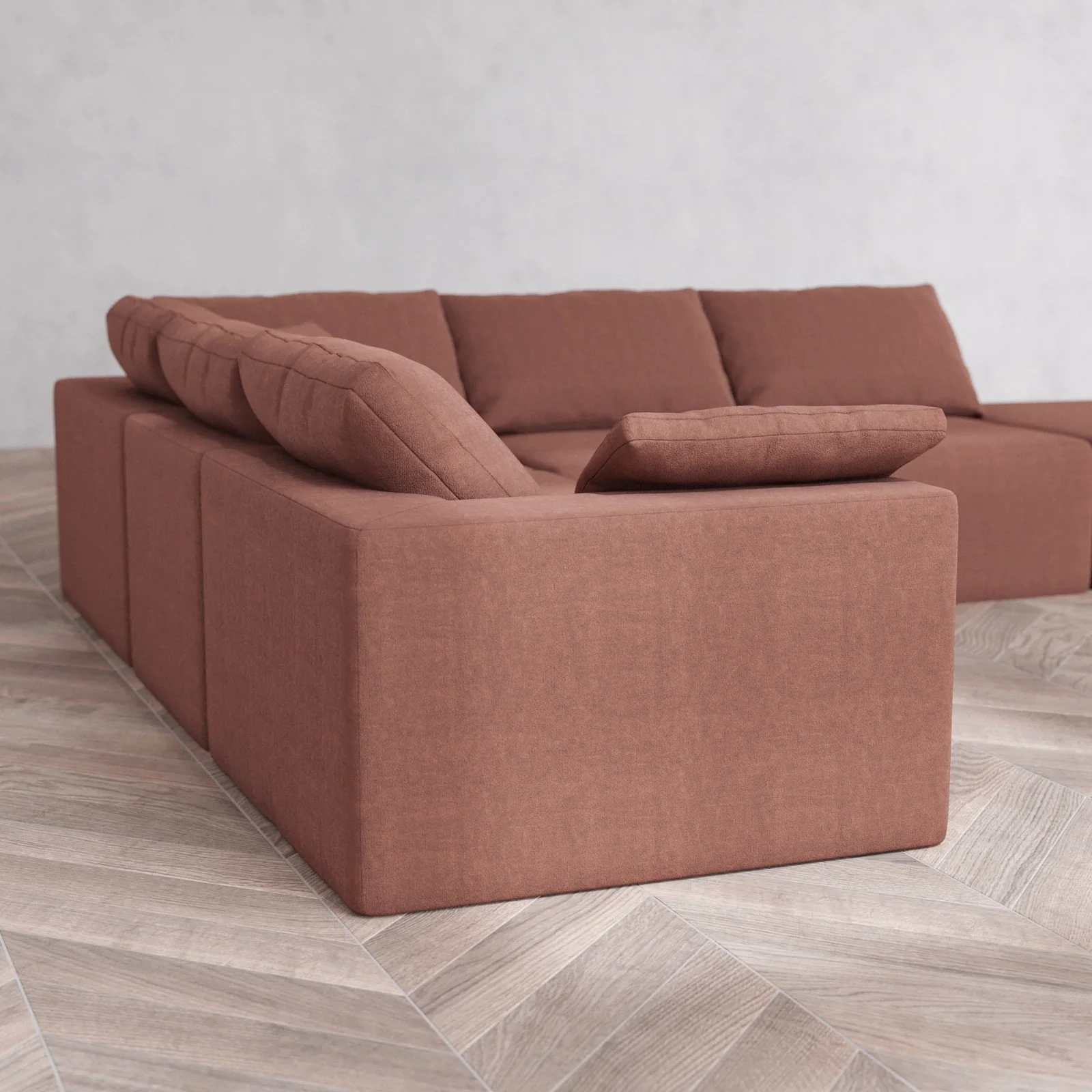 Slipcover Only - Modular Washable 6-Seater Open End Corner Sectional Cloud Sofa in Sumac | Right-Facing Arm - Image 6