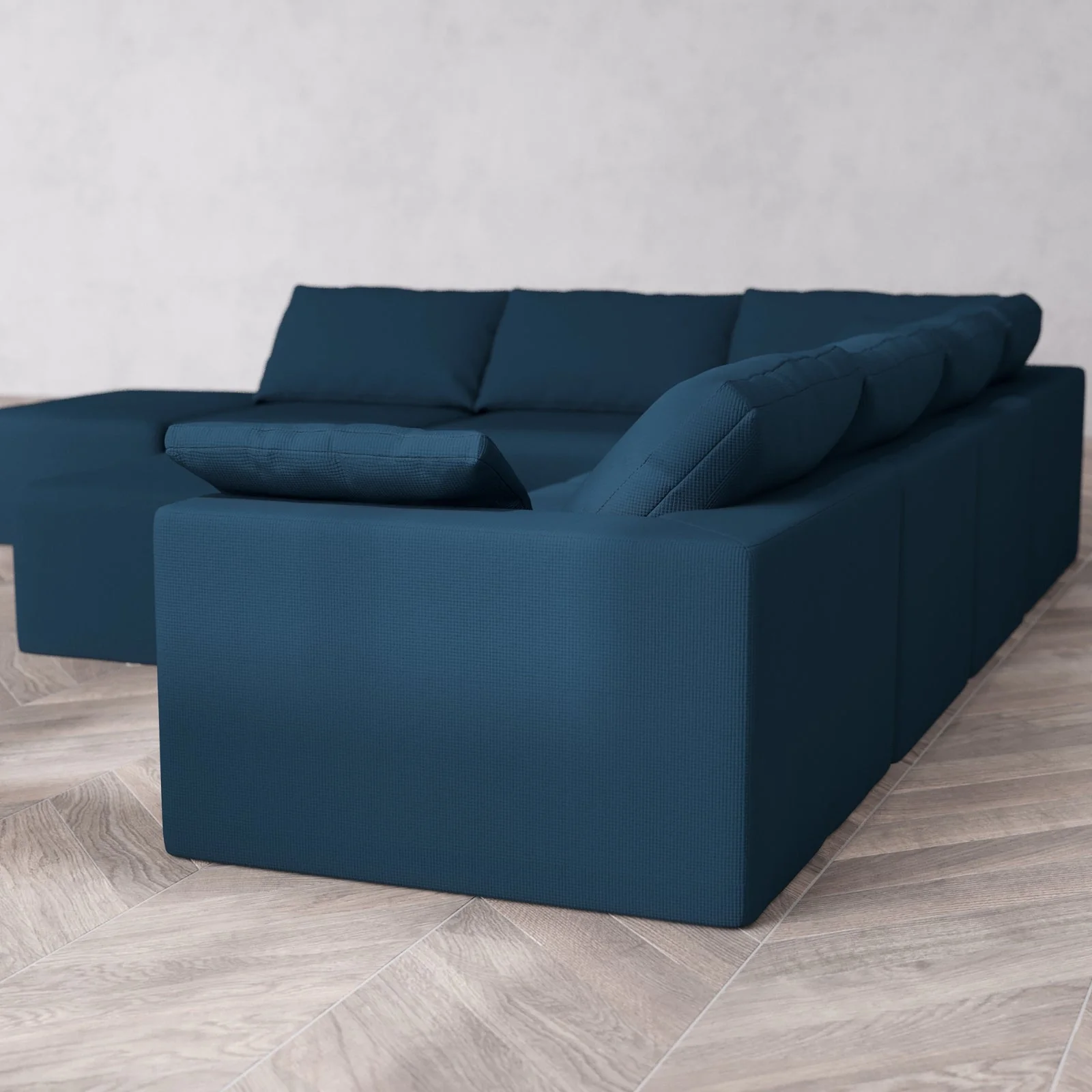 Slipcover Only - Modular Washable 7-Seater Open End Corner Sectional + Chaise Ottoman Cloud Sofa in Lazuli | Right-Facing Arm - Image 6