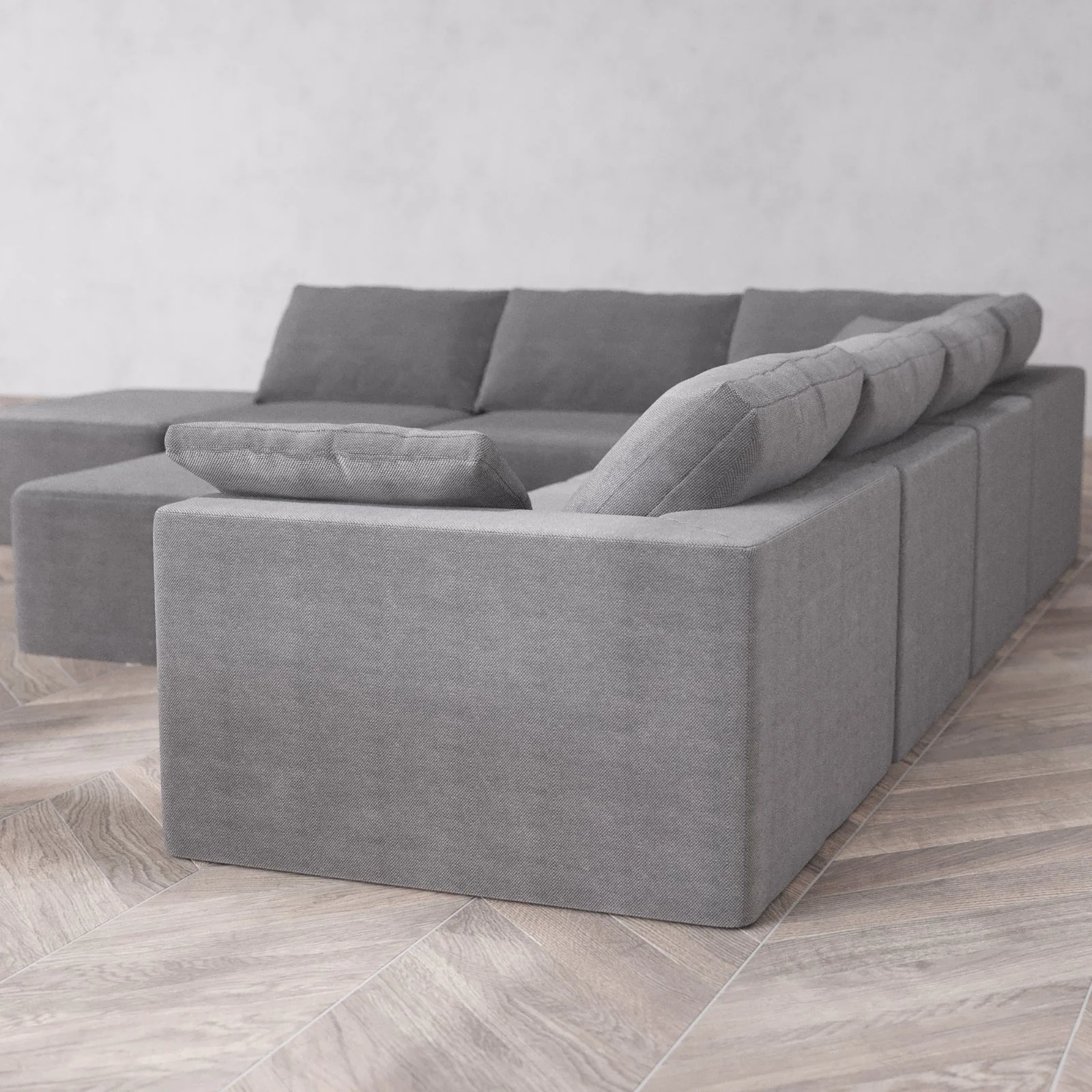 Slipcover Only - Modular Washable 7-Seater Open End Corner Sectional + Chaise Ottoman Cloud Sofa in Slate | Right-Facing Arm - Image 6