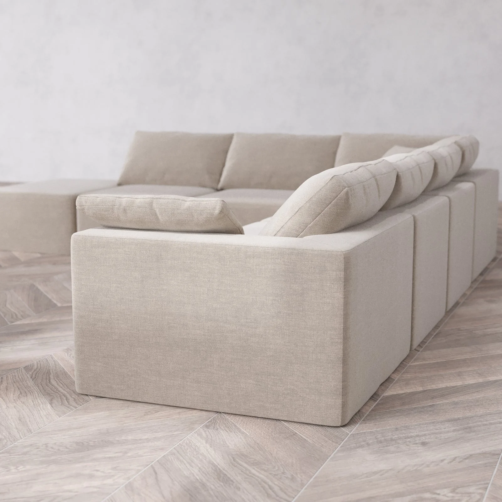 Slipcover Only - Modular Washable 7-Seater Open End Corner Sectional Cloud Sofa in Caraway | Right-Facing Arm - Image 6