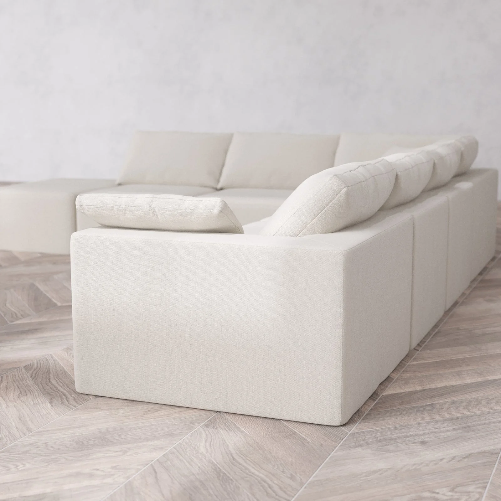 Slipcover Only - Modular Washable 7-Seater Open End Corner Sectional Cloud Sofa in Pearl | Right-Facing Arm - Image 6