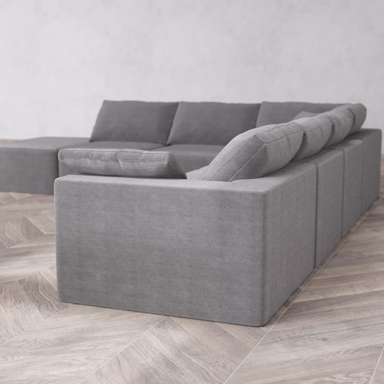 Slipcover Only - Modular Washable 7-Seater Open End Corner Sectional Cloud Sofa in Slate | Right-Facing Arm - Image 6