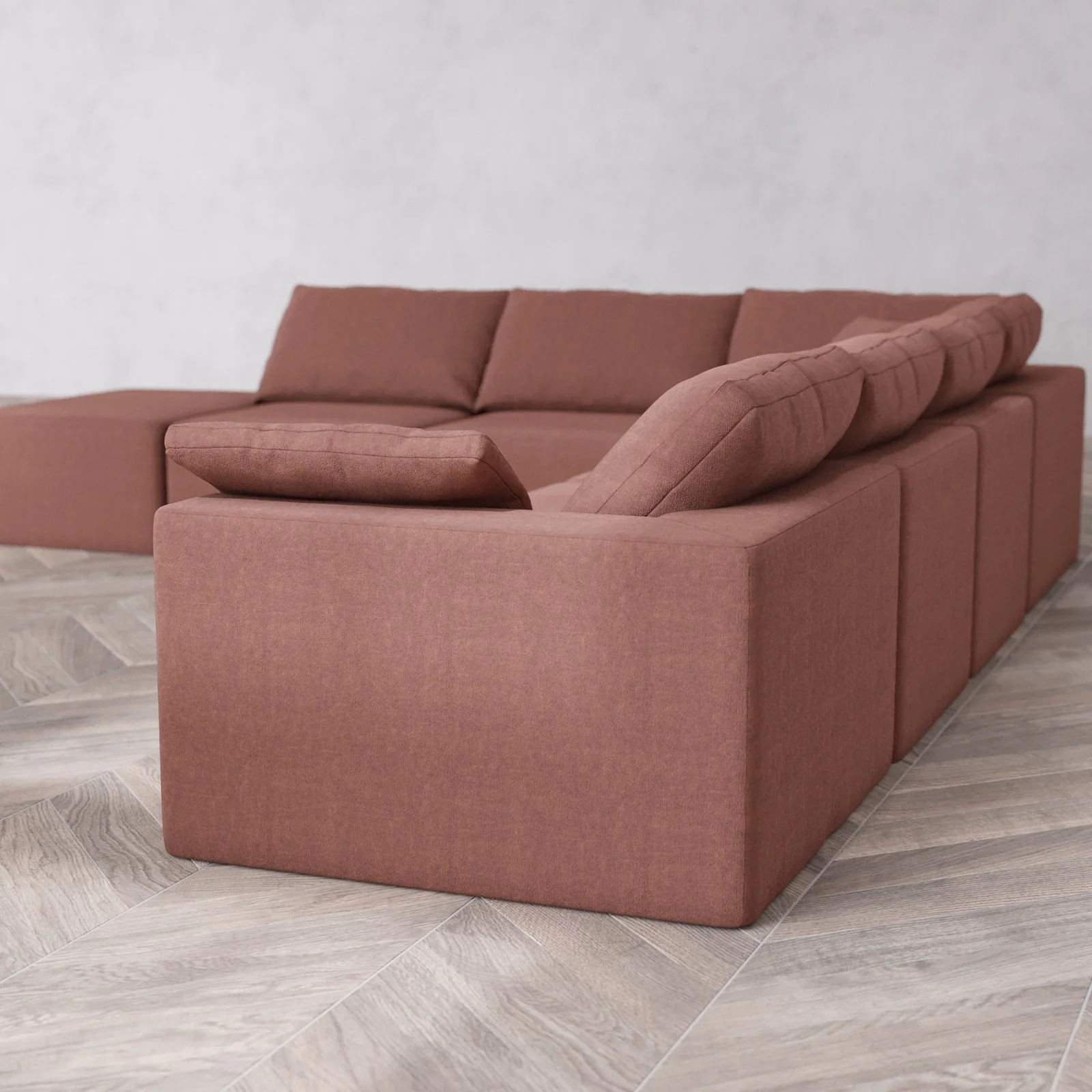 Slipcover Only - Modular Washable 7-Seater Open End Corner Sectional Cloud Sofa in Sumac | Right-Facing Arm - Image 6