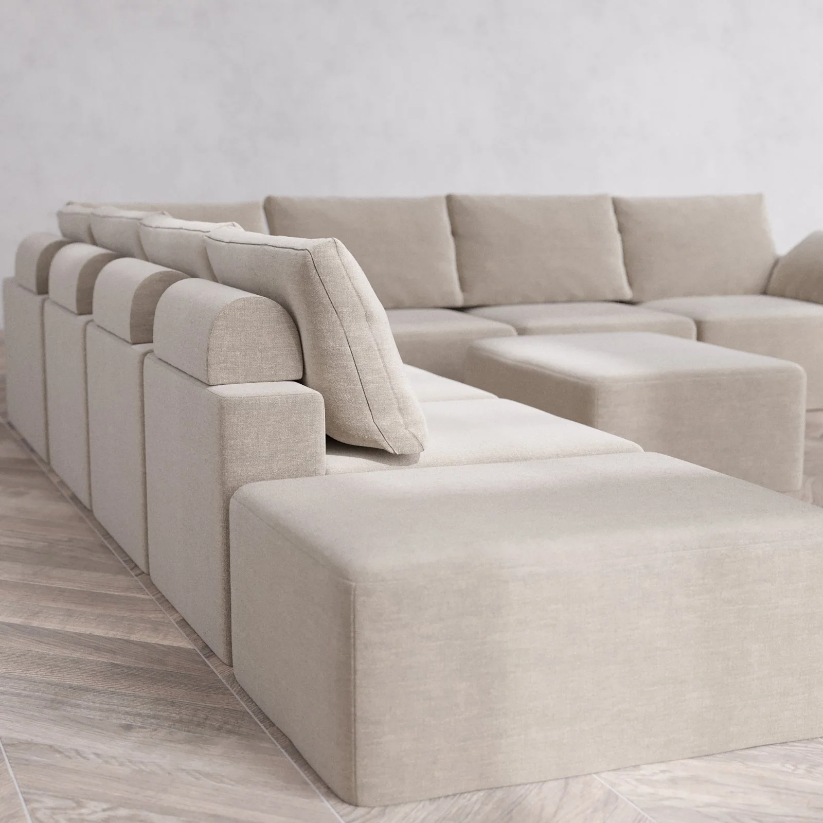 Slipcover Only - Modular Washable 8-Seater Open End Corner Sectional + Chaise Ottoman Cloud + Bolster Sofa in Caraway | Right-Facing Arm - Image 6