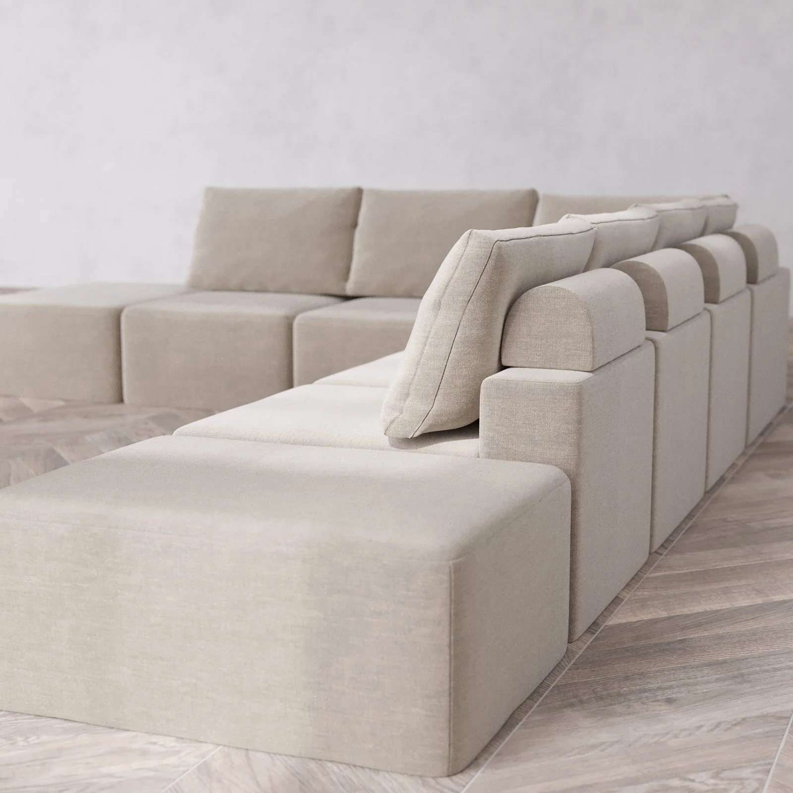 Slipcover Only - Modular Washable 8-Seater Open End Corner Sectional Cloud + Bolster Sofa in Caraway | Right-Facing Arm - Image 6