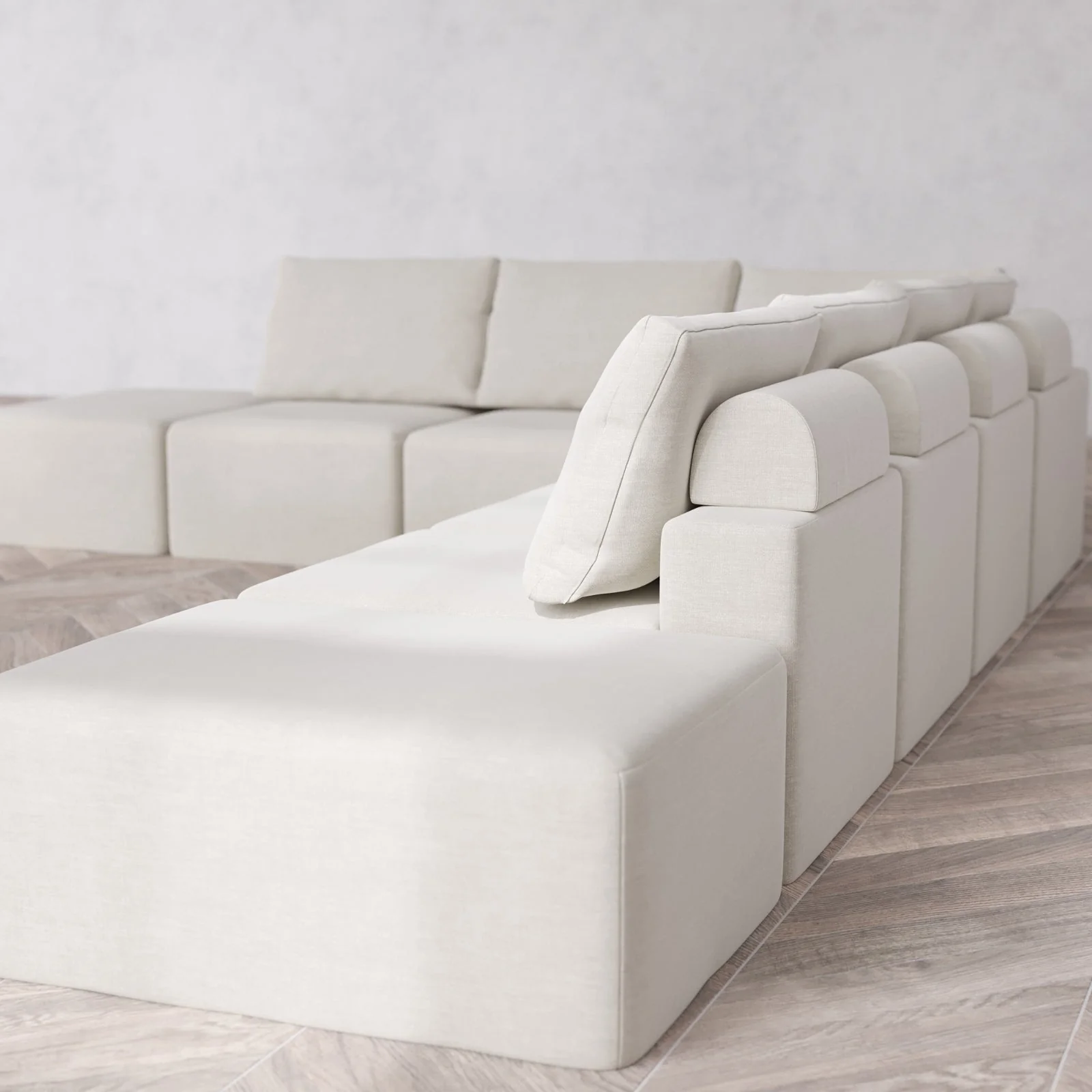 Slipcover Only - Modular Washable 8-Seater Open End Corner Sectional Cloud + Bolster Sofa in Cashew | Right-Facing Arm - Image 6