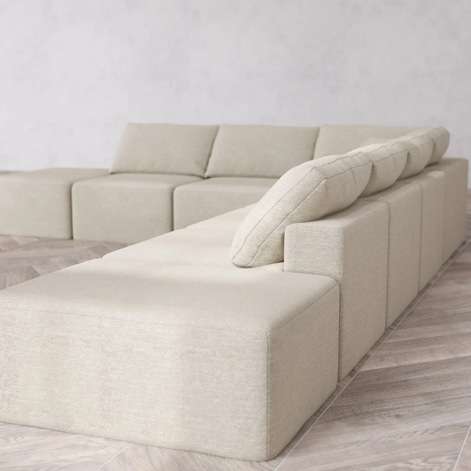 Slipcover Only - Modular Washable 8-Seater Open End Corner Sectional Cloud Sofa in Sandstone | Right-Facing Arm - Image 6