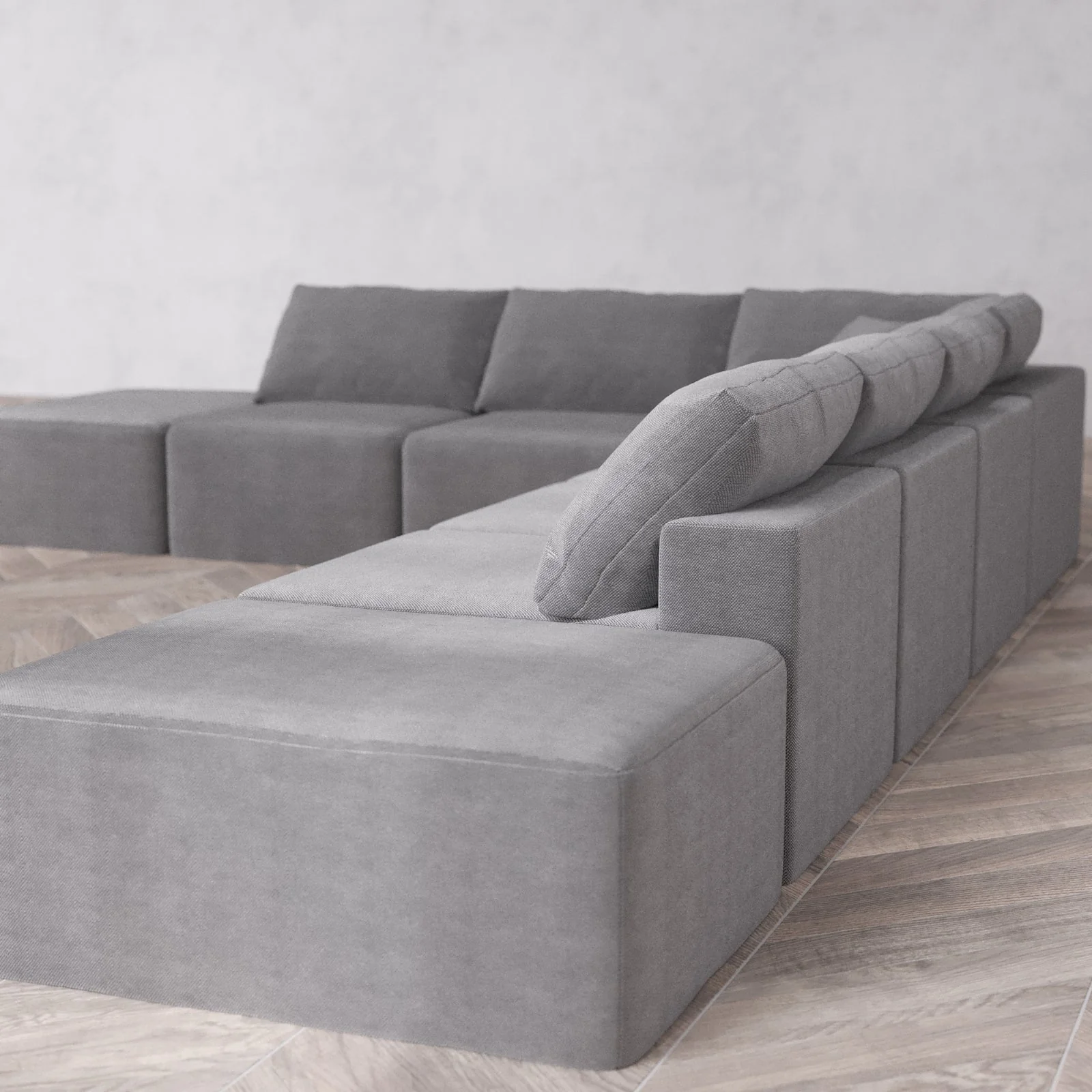 Slipcover Only - Modular Washable 8-Seater Open End Corner Sectional Cloud Sofa in Slate | Right-Facing Arm - Image 6