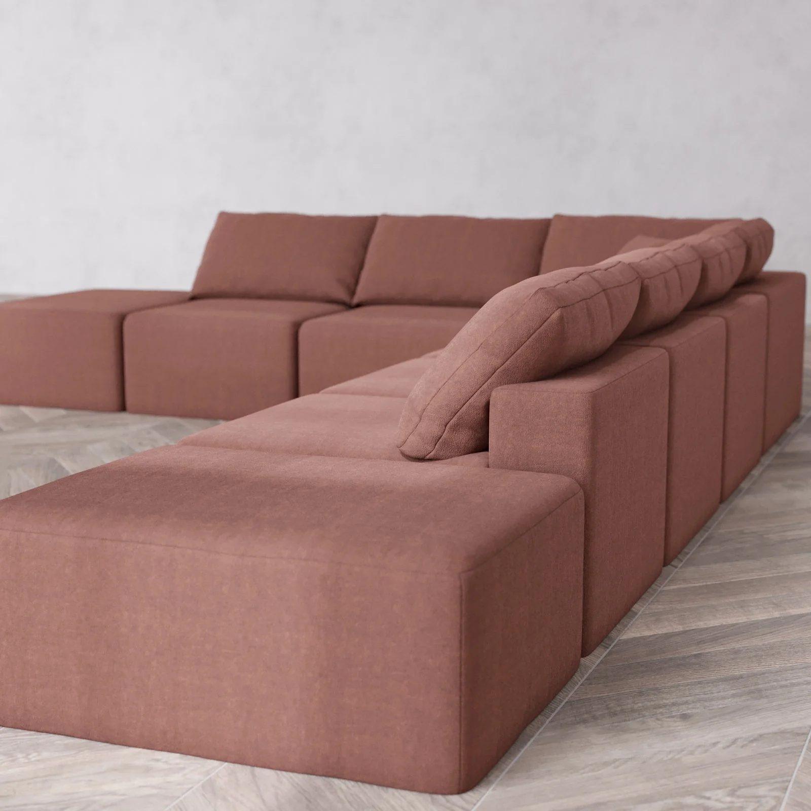 Slipcover Only - Modular Washable 8-Seater Open End Corner Sectional Cloud Sofa in Sumac | Right-Facing Arm - Image 6