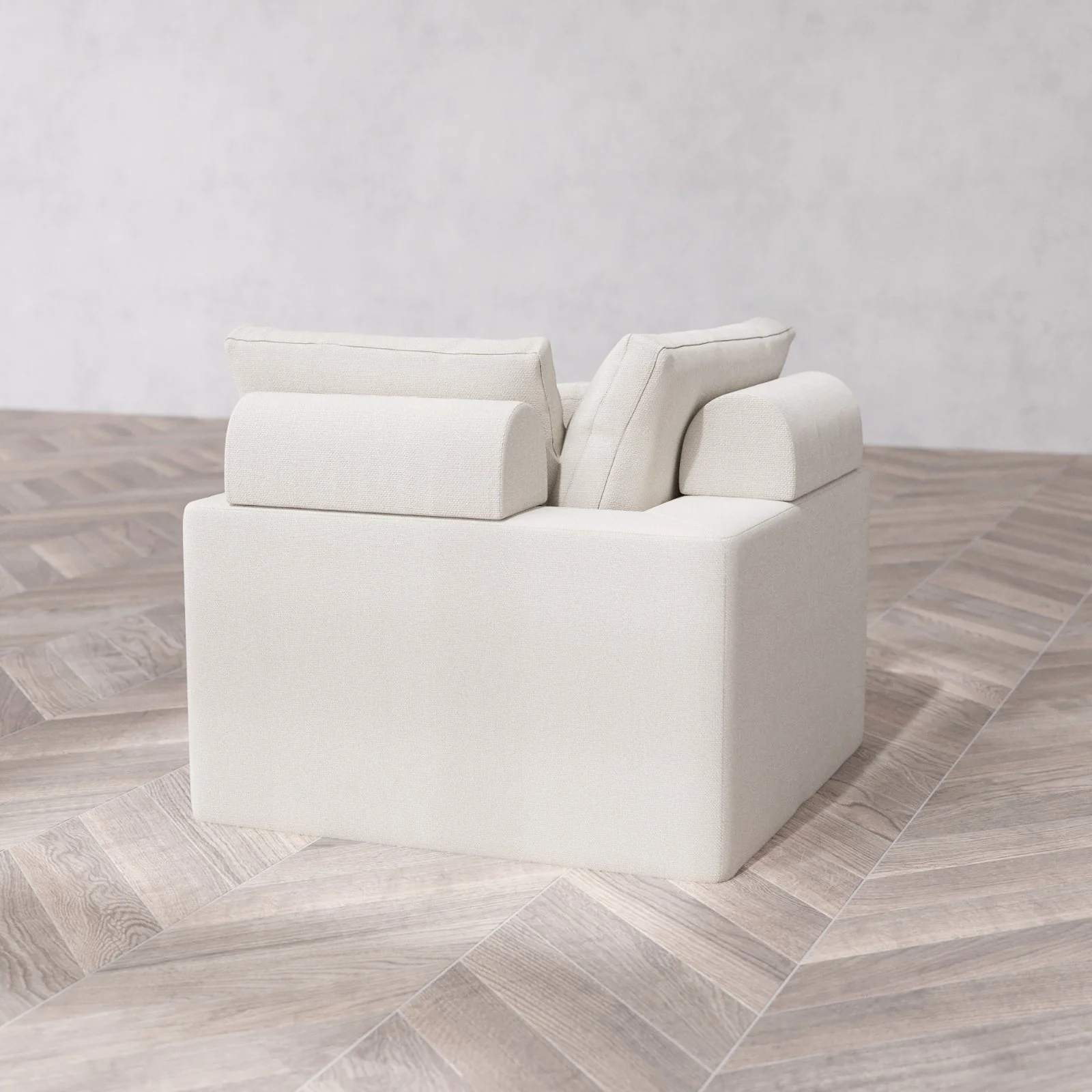 Slipcover Only - Modular Washable End Chair Cloud + Bolster Sofa in Pearl | Right-Facing Arm - Image 6