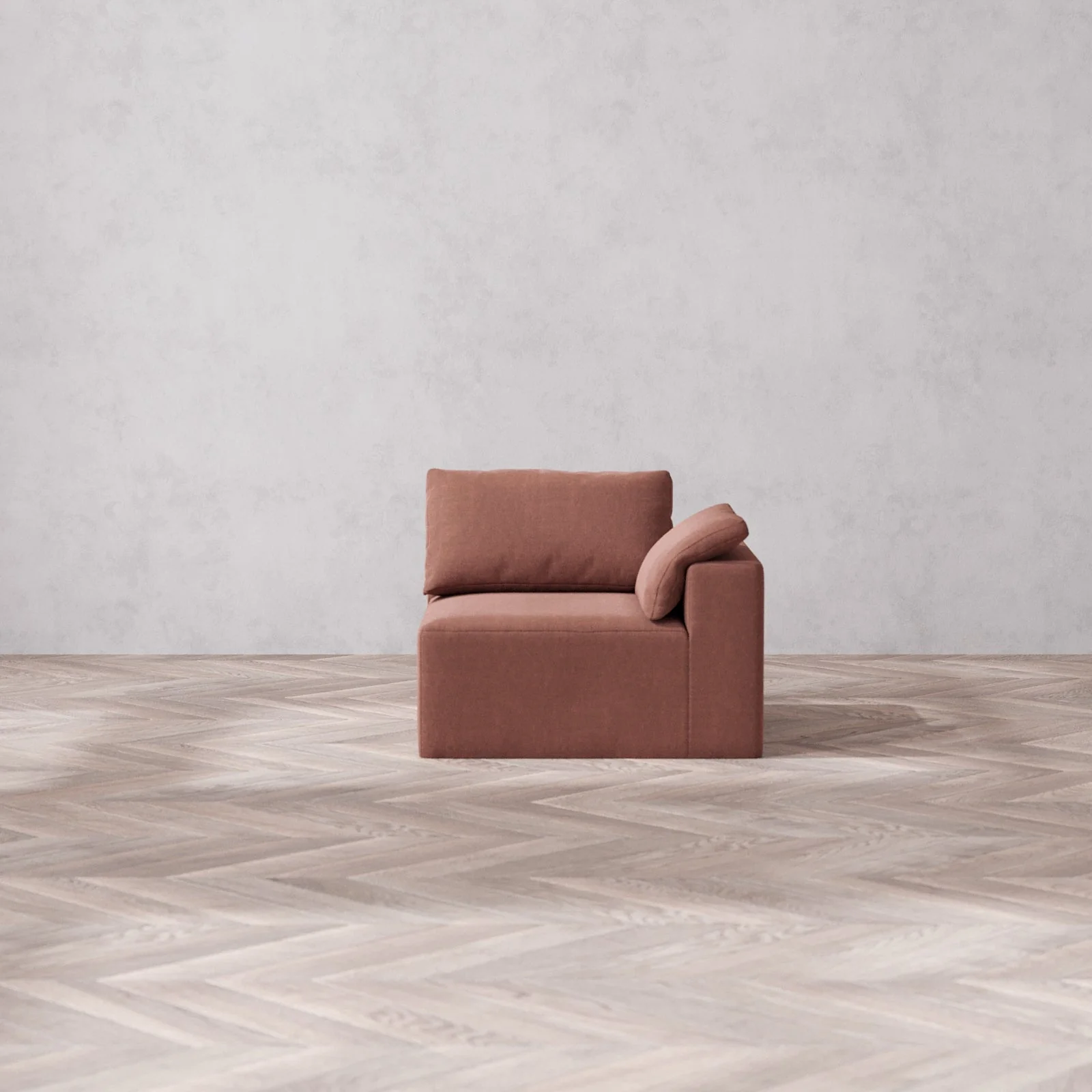 Slipcover Only - Modular Washable End Chair Cloud Sofa in Sumac | Right-Facing Arm