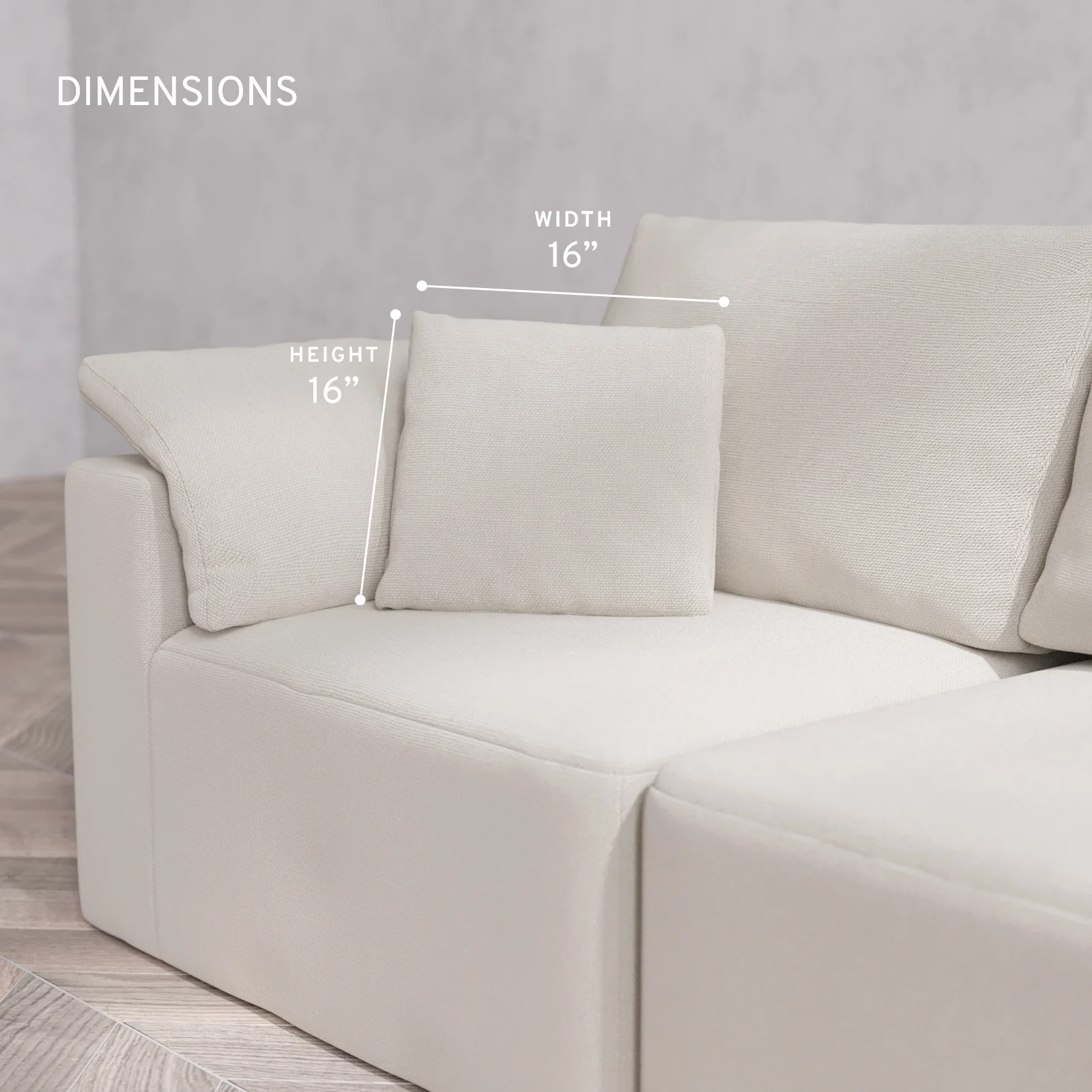Washable Cloud Pillow 16 x 16 | Lux Weave in Pearl - Image 3