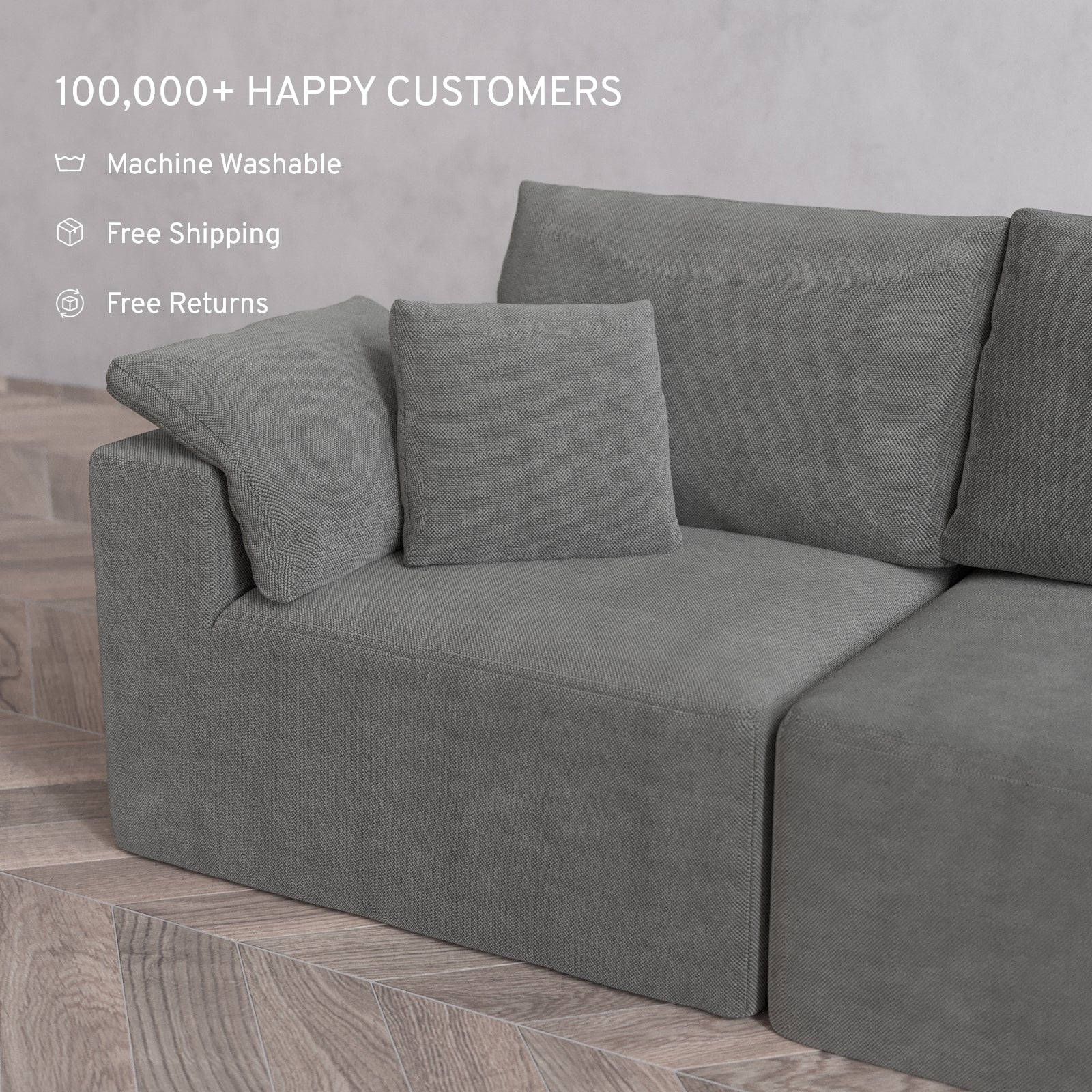 Washable Cloud Pillow 16 x 16 | Lux Weave in Slate - Image 2