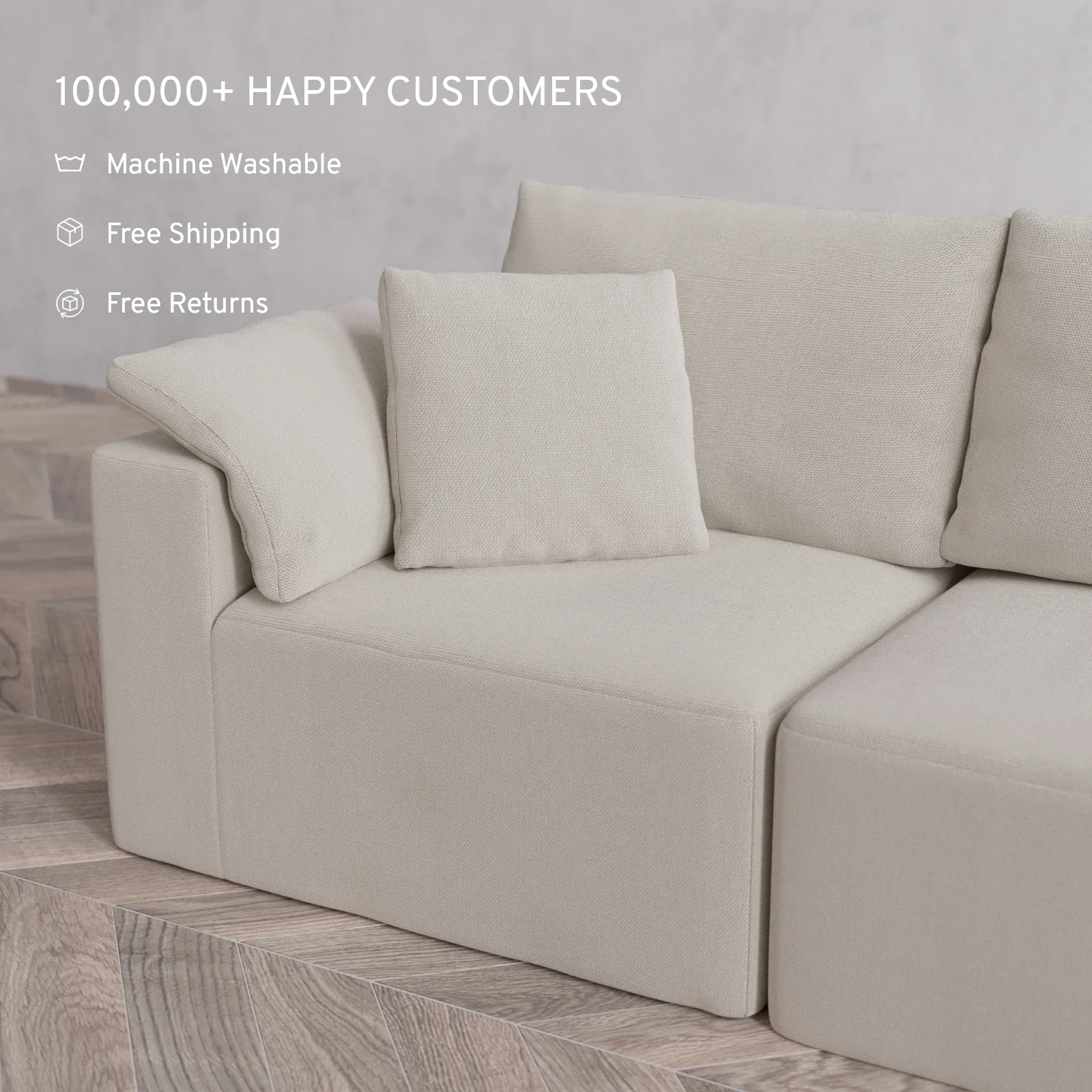 Washable Cloud Pillow 18 x 18 | Lux Weave in Pearl - Image 2