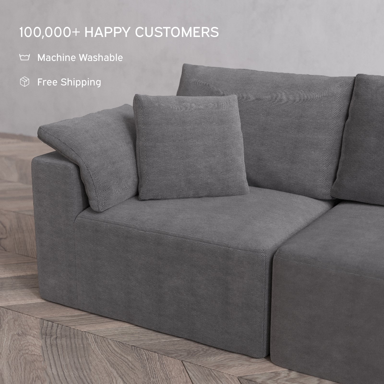 Washable Cloud Pillow 18 x 18 | Lux Weave in Slate - Image 2