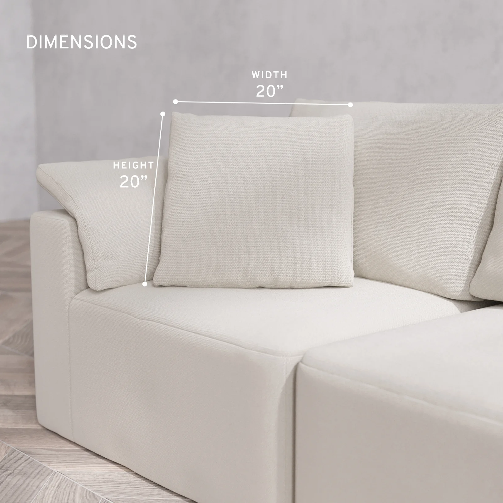 Washable Cloud Pillow 20 x 20 | Lux Weave in Pearl - Image 3