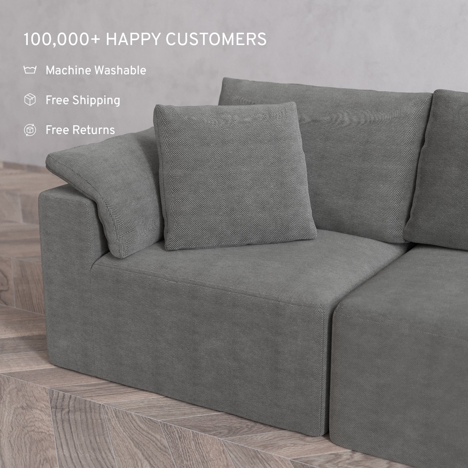 Washable Cloud Pillow 20 x 20 | Lux Weave in Slate - Image 2