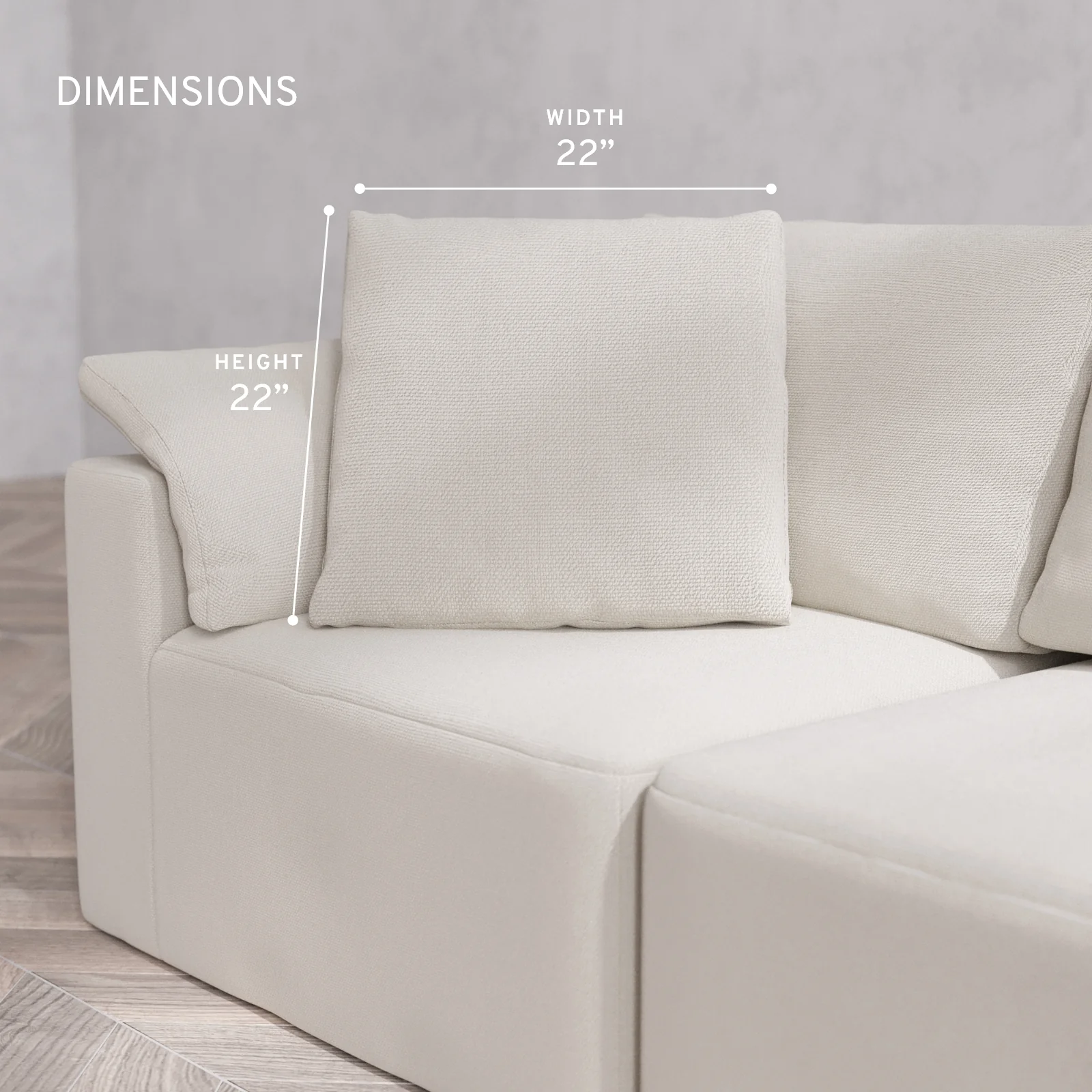 Washable Cloud Pillow 22 x 22 | Lux Weave in Pearl - Image 3